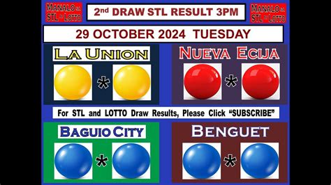STL 2ND Draw 3PM Result La Union Nueva Ecija Baguio .